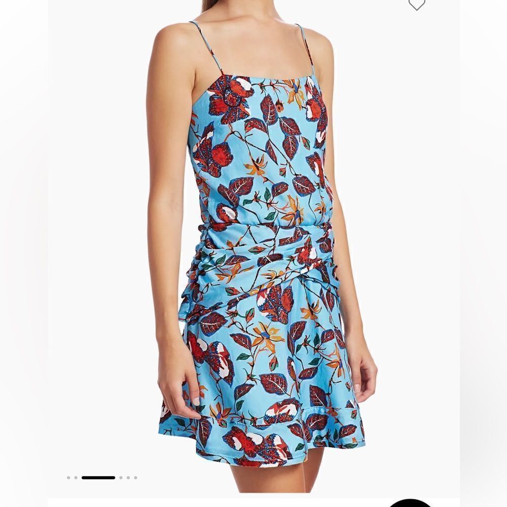 Derek Lam 10 Crosby Blue Floral Camisole Flounce Dress | Size 10